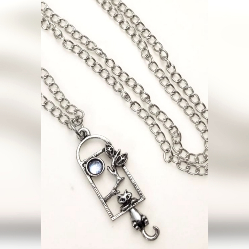 Cat Necklace 925S    24 Inch Chain Whimsy